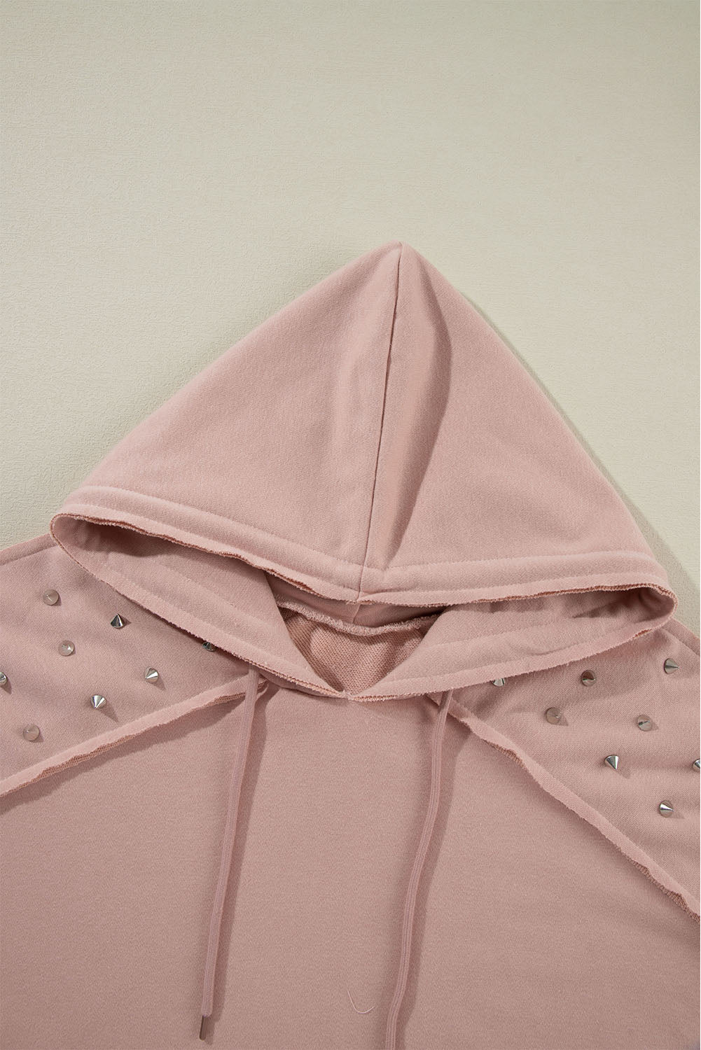 Vineyard Green Stud Detail Kangaroo Pocket Drawstring Hoodie