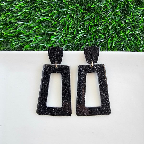 Avery Earrings - Black Glitter