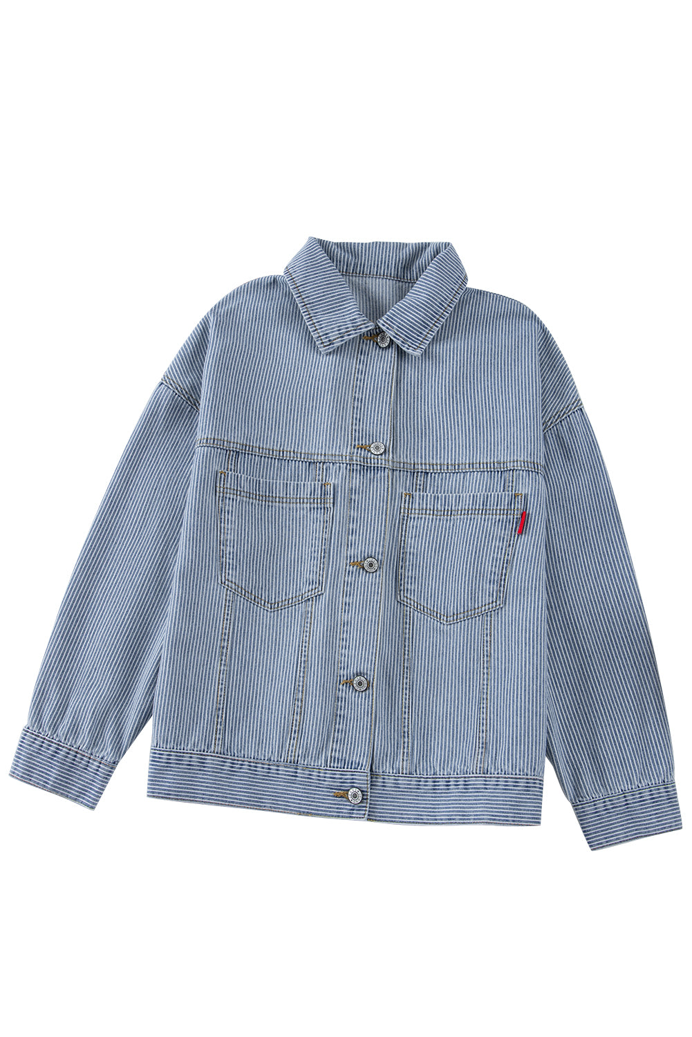 Light Blue Washed Oversized Pocketed Denim Jacket