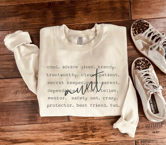 Aunt - Word Design Tee or Sweatshirt