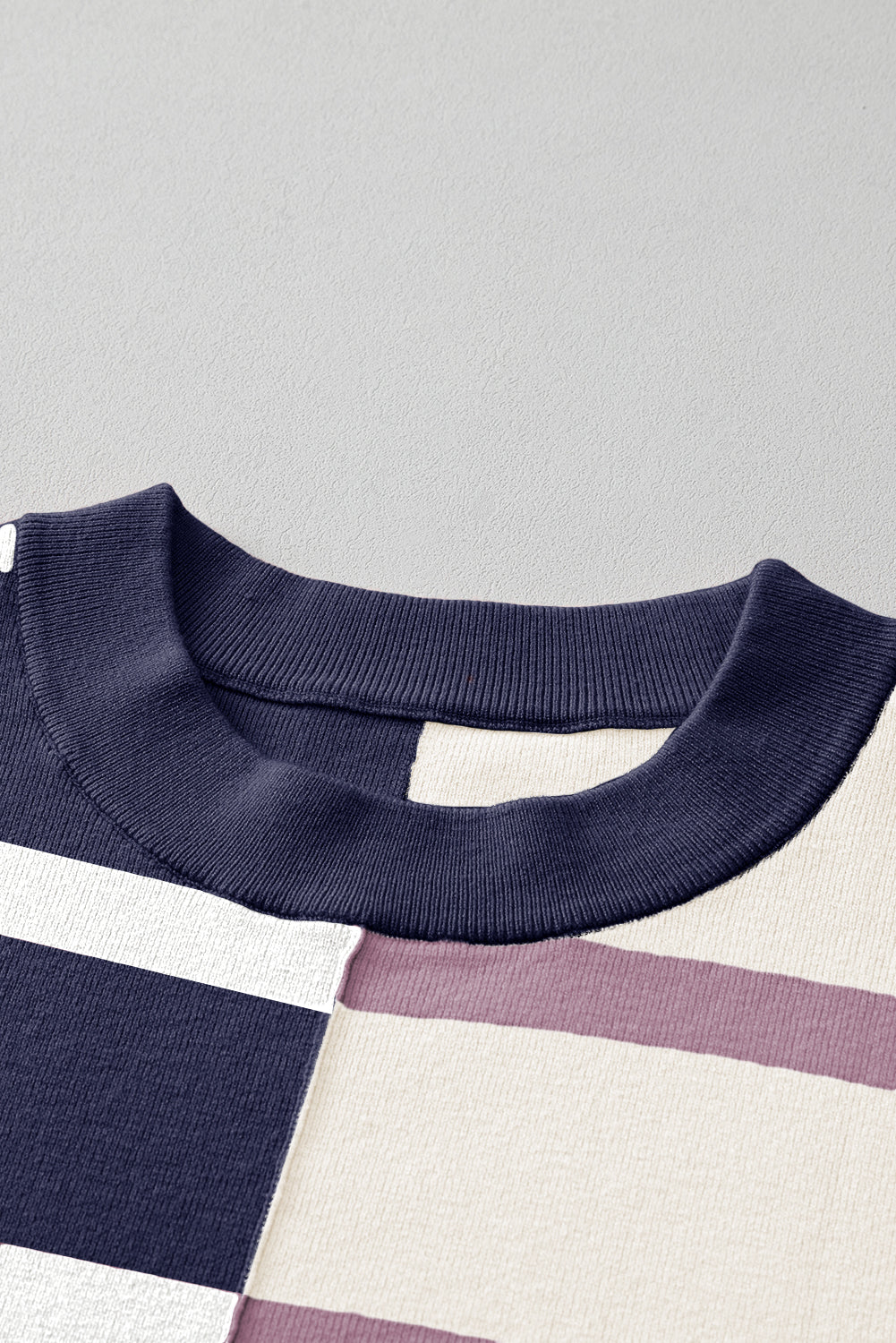 Blue Stripe Exposed Seam Patchwork Loose Sweatshirts