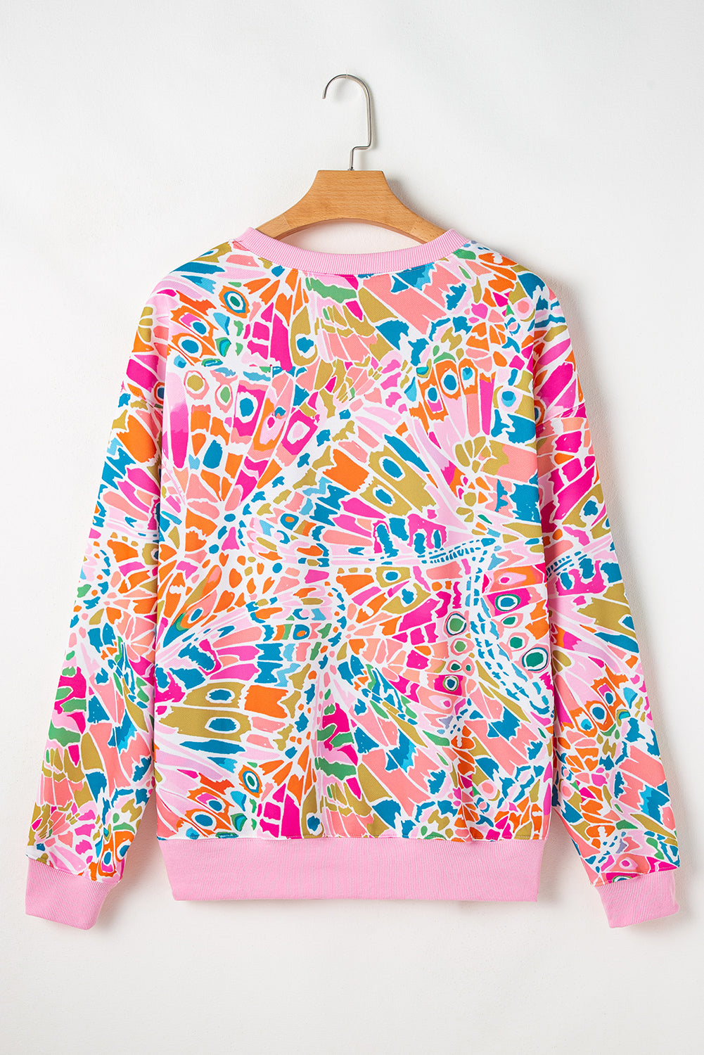 Pink Abstract Print Drop Shoulder Sweatshirt